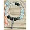 Natural Five Elements Multi-Gemstone White Crystal, Amethyst, Green Phantom Quartz, Strawberry Quartz Multi-Gemstone Single-Strand Bracelet for