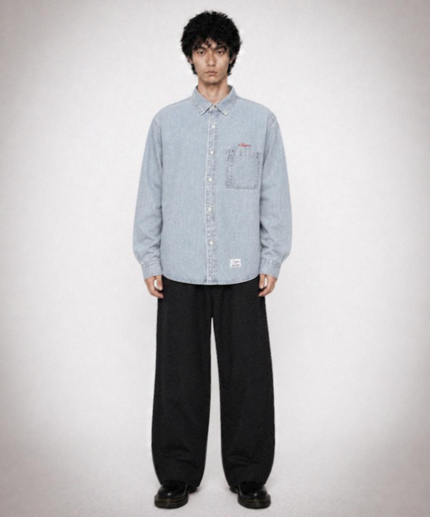 STIGMA Washed Belt Curved Pants Black