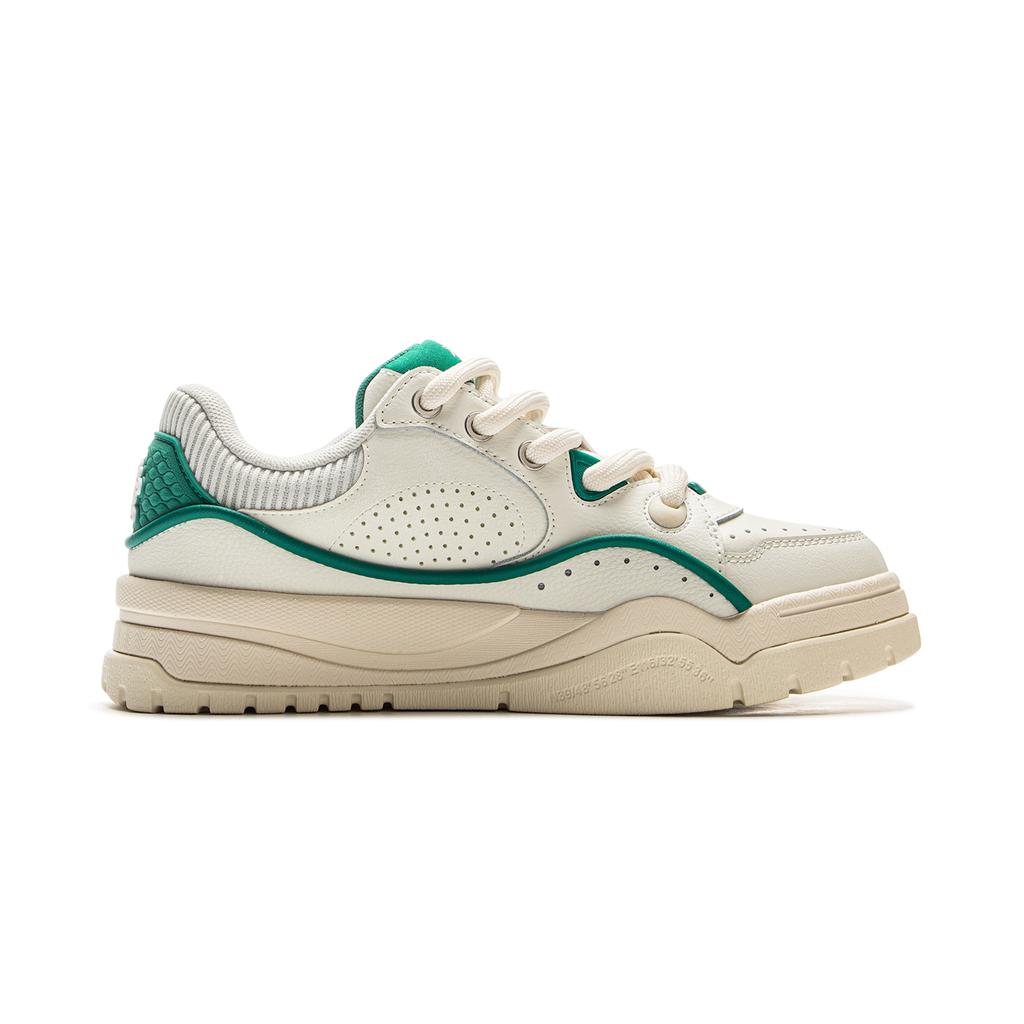 Li Ning X LOL Slip Resistant, Abrasion Resistant, Lightweight Low Top Skateboard Shoes Women's Beige Green AGCV060-2