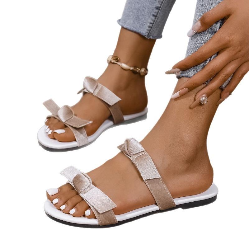 Women’s Bow Flat Slide Sandals Comfortable Summer Shoes
