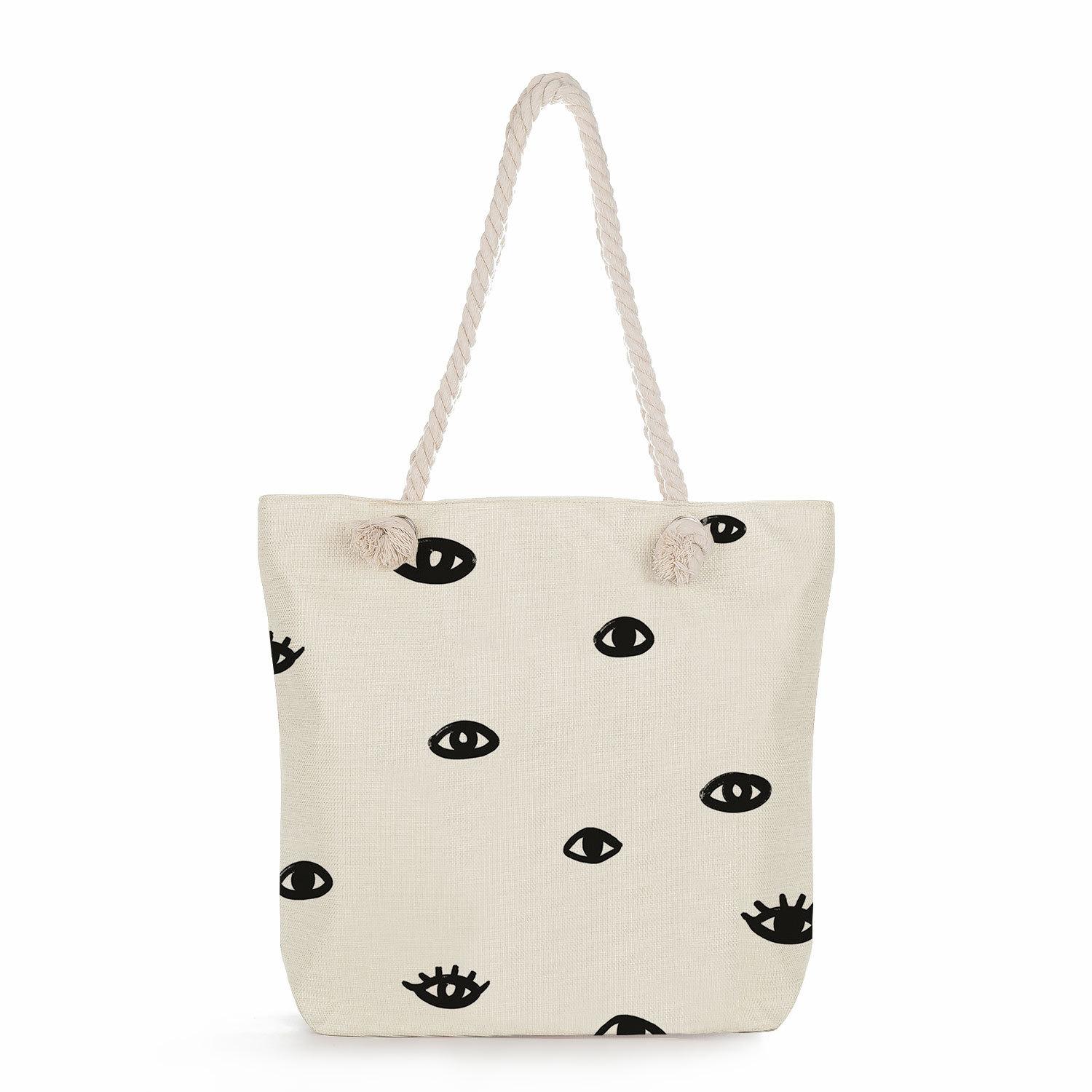 

Patterns and eyes print thick rope single-shoulder beach bag 7305 CLE
