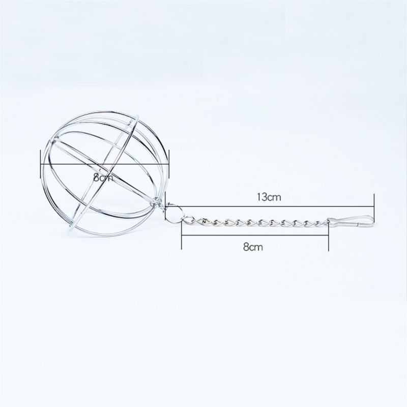 Stainless Steel Round Sphere Hay Feeder Dispense Exercise Hanging Straw Ball for Guinea Pig Hamster Rat Rabbits Pet Supplies