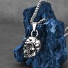 HNSP 316L Stainless Steel Solid Skull Head Pendant Chain Necklace For Men Punk Gothic Motorcycle Style Skeleton Jewelry Gift