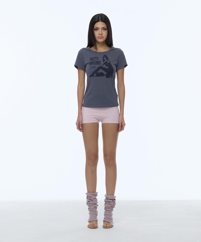 Gillaakaibeu Danger Girl Crop T-Shirts_Navy