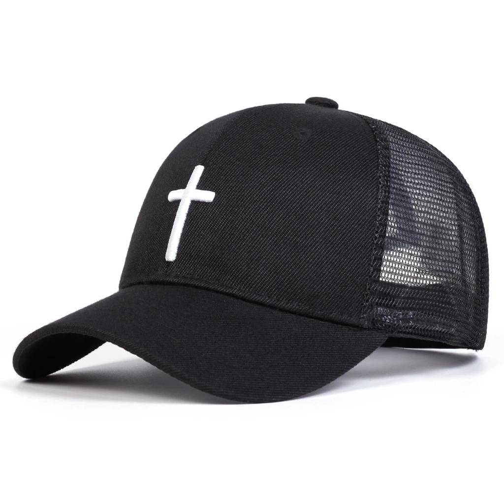Unisex Cross Embroidery Baseball Net Caps Hip Hop Cap Spring Summer Outdoor Adjustable Casual Hats Sunscreen Hat Sports Cap