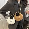 Pu Material Crescent Bag For Women With Zipper Closure And Stitching Detail For Daily Use