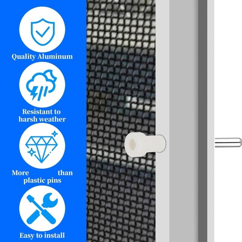 12pcs Steel Window Screen Retainer Pin with White ABS Caps Spring Loaded Security Fasteners Quick Fixing for Screens