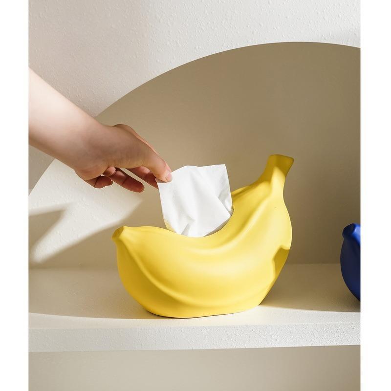 Banana Shape Tissue Box Cover Simple Cute Creative Napkin Holder for Living Room Dining Room Bathroom Countertop Home Decor