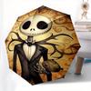 1 Ombrello Portatile Colorato con 8 stecche, Apertura Automatica, Tema Jack Skellington, Nightmare Before Christmas, per Uomo e Donna, Un Compagno Compatto per il Pendolarismo