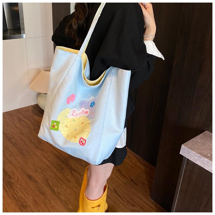 Canvas Women's Bag Large Capacity 2025 New Fashion Cute Cartoon Tote Bag Shoulder Handbag
