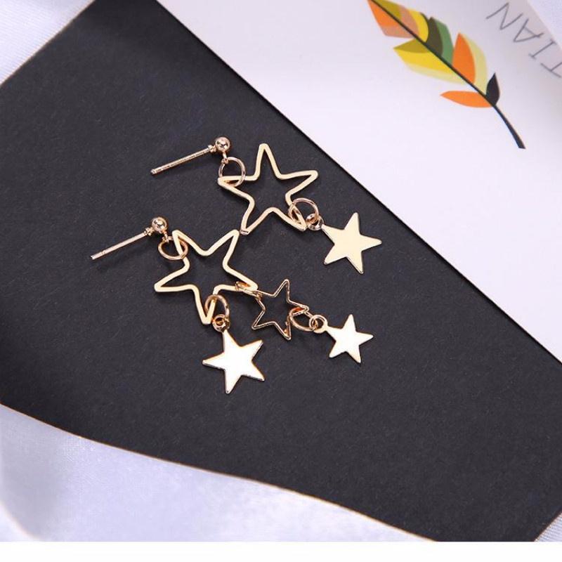 Einfache Temperament Hohlstern Asymmetrische Legierung Ohrringe Damen Schmuck Geschenk AVE