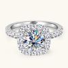 2CT GRA Gecertificeerde Moissanite Ring voor Dames 8MM Briljante Diamant Bruiloft Vingerringen 925 Zilveren Band Verguld 18K Goud
