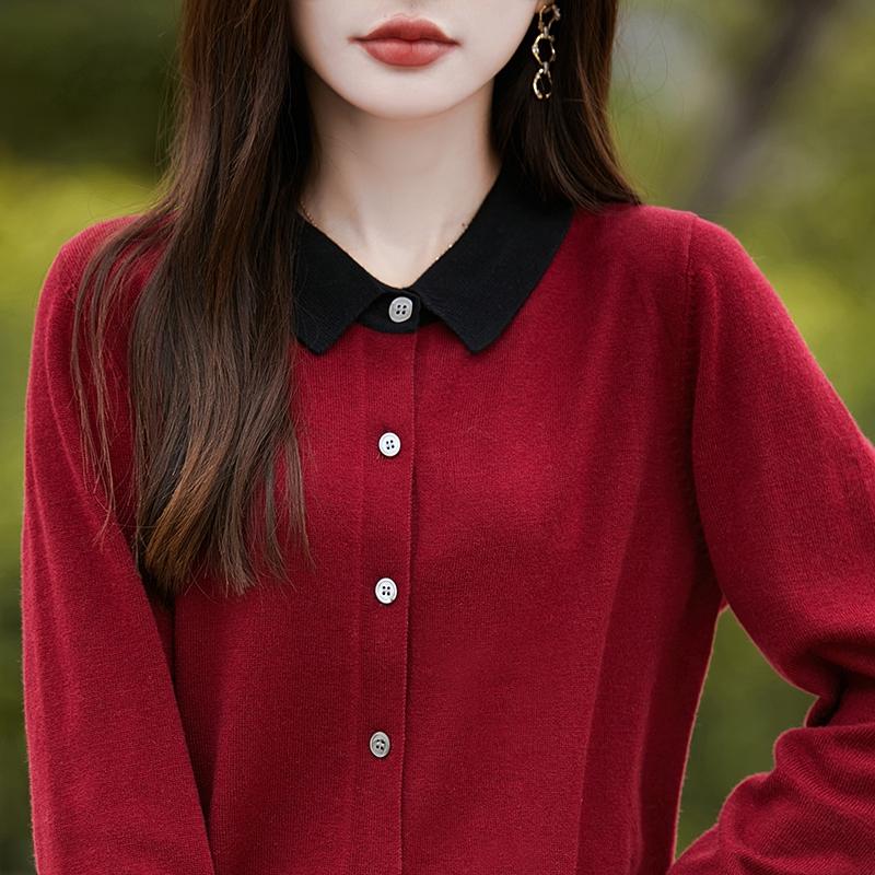 Dámský kašmírový kardigan Qinghe kašmír 50% vlna 50% hedvábí Dámský podzimní a zimní kašmírový kardigan měkký a hřejivý