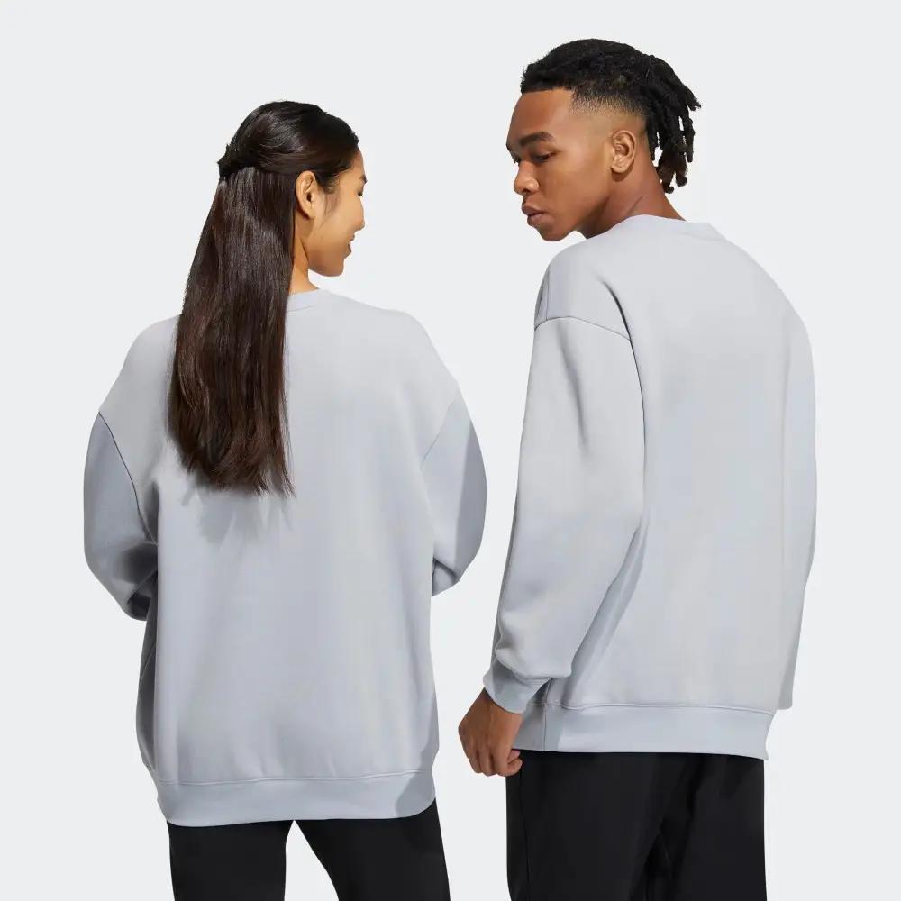 Adidas Neo Solid Color Print Small Logo Fleece-Lined Sweatshirt Unisex Tops Grey HY9655