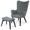 Norse Wingback Chair With Footstool, Gray