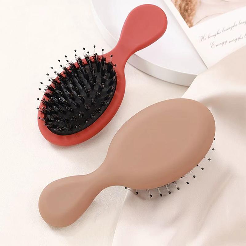 High Quality Customized Logo Personalized Air Cushion Mini Baby Hair Travel Size Boar Bristles Hairbrush