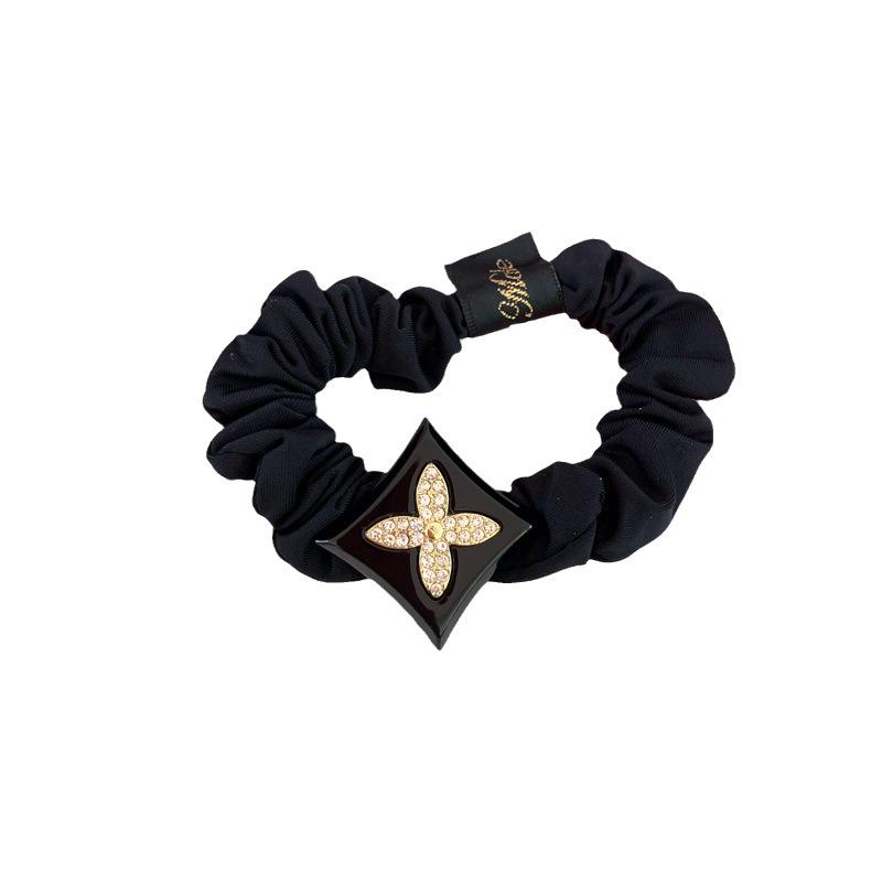 Autumn Rhinestone Four-Leaf Clover Hair Band – High Elastic, Fashionable, Ponytail Rubber Band