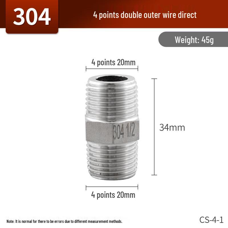 304 Stainless Steel Male Elbow Repair Nipple: Internal/External Thread Tee Water Pipe Fittings Set