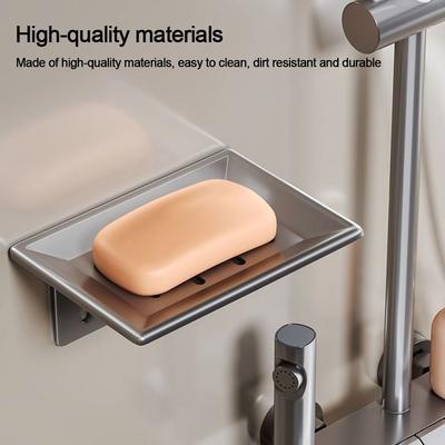 Wall Mounted Metal Soap Dish Drainable Soap Container Tray Space Aluminum Durable Storage Rack Bathroom Kitchen Sink Organizer