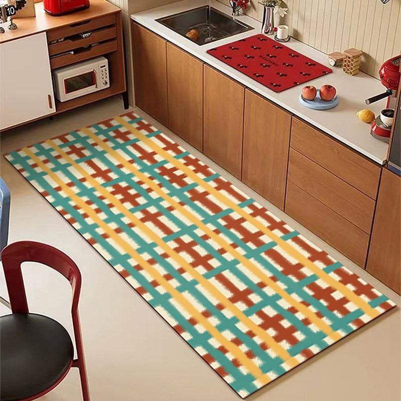 Carpet for Kitchen Floor Mat PVC Waterproof Oil-Proof Non-Slip Leather Rug Geometric Pattern Rugs Long Size Home Decor Carpets