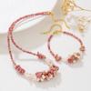 Rose Quartz Pink Crystal & Freshwater Pearl Sweater Chain Necklace - Autumn & Winter Luxury Design