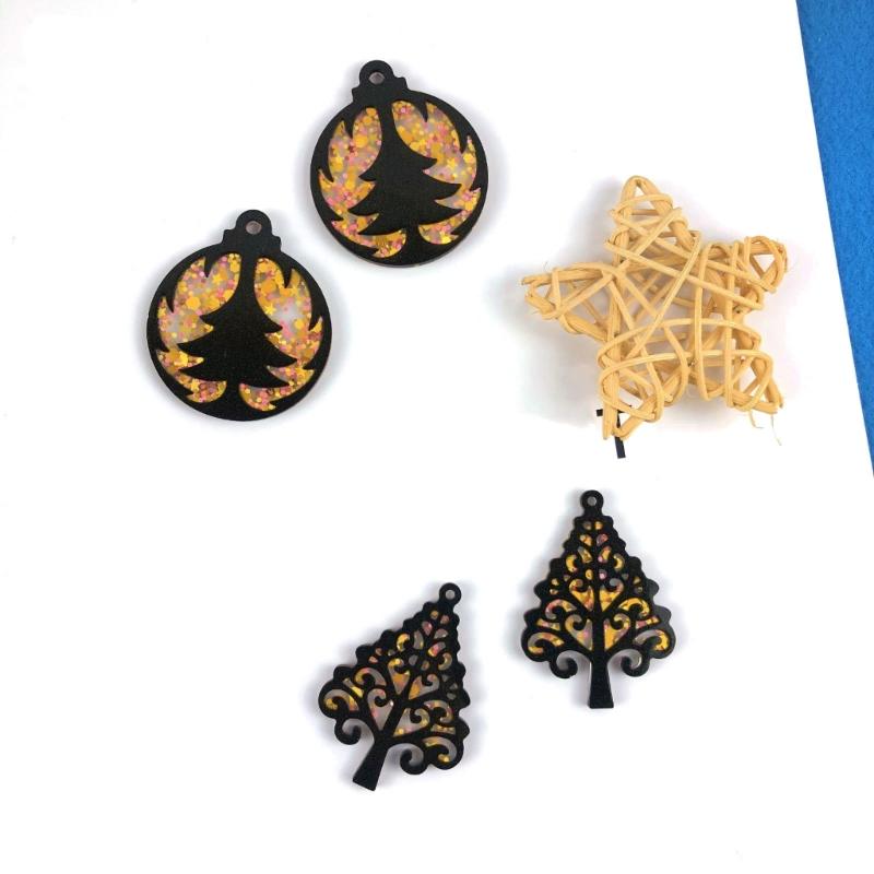9 Pcs Diy Christmas Tree Assembled Earrings Mold Crystal Epoxy Diy Decorative Pendants Jewelry Resin Mold for Crafts