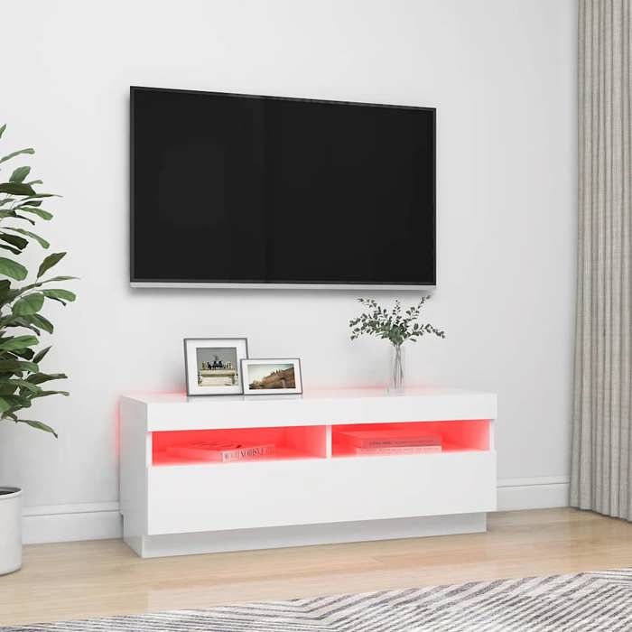 VidaXL Meuble TV avec Lumières LED, Armoire de Télévision, Meuble Télé de Salon, Armoire Basse Salle de Séjour Intérieur, 804454