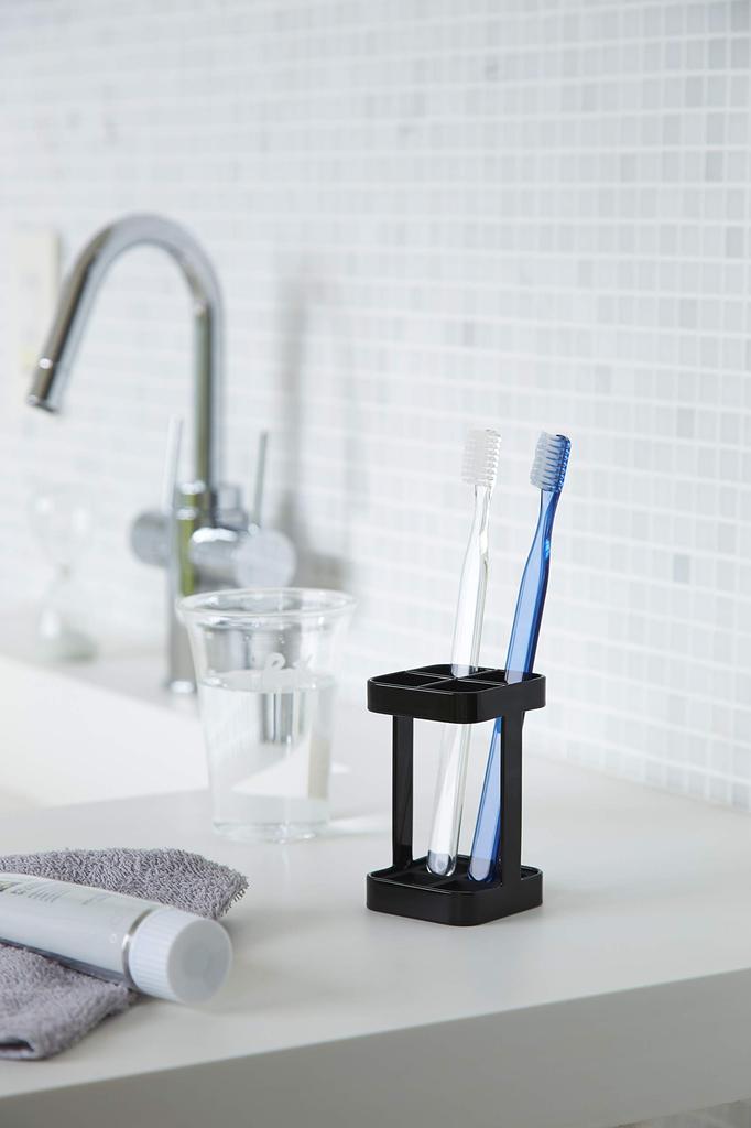 Yamazaki Jitsugyo Toothbrush Stand Tooth Brush Stand Tower Slim Black 2822