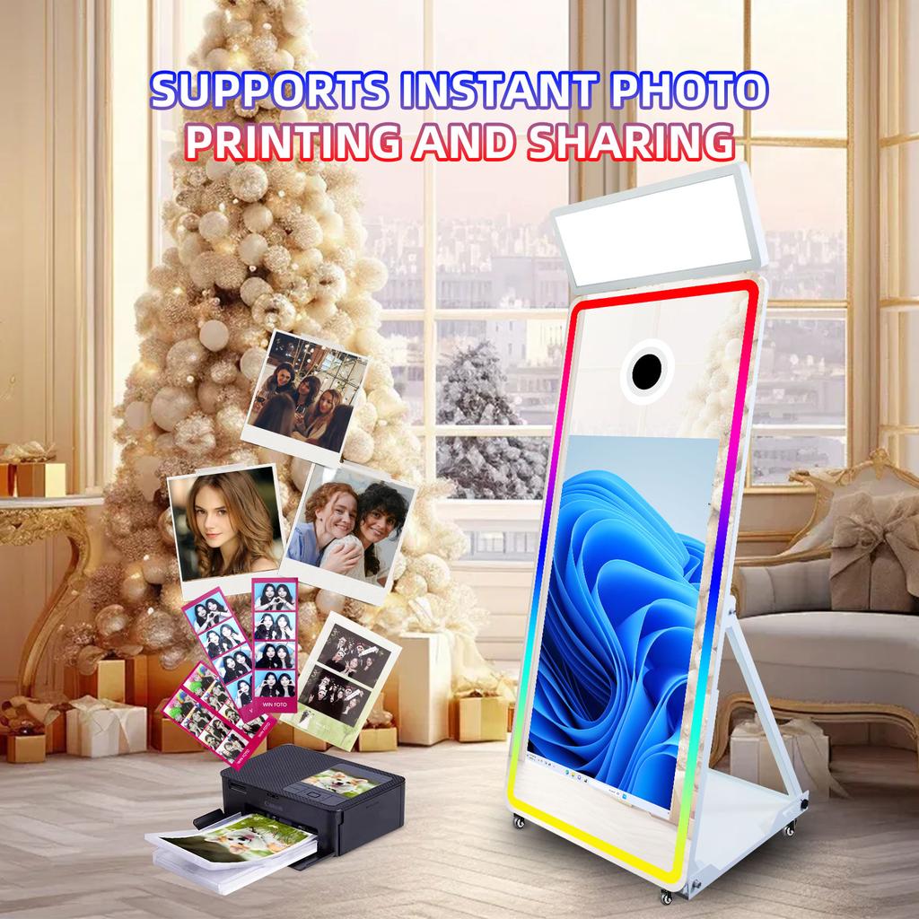 Unique Design Digital Photo Booth Mirror With 32 43 Inch Touch Screen Camera and Printer Selfie Magic Mirror Photobooth Machine