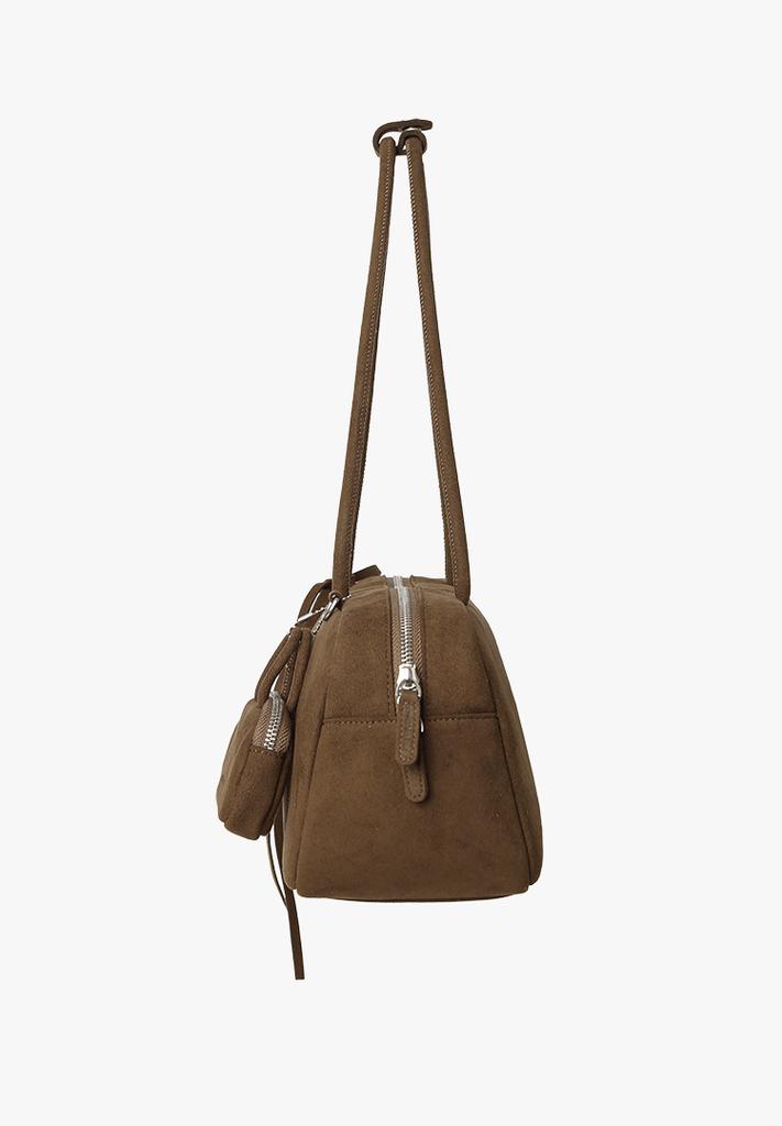 Mellotory Twin Baguette Suede Bag (Brown)
