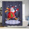 Tu Christmas Shower Curtain Santa Claus Festive Holiday Bathroom Decor Red And White Pattern Waterproof Xmas Gift Home