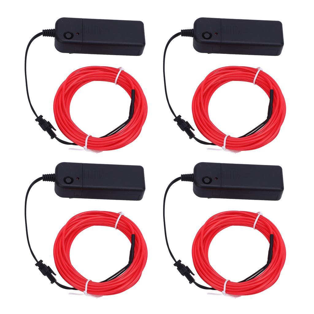 4PCS Neon Lights Strip 16.4ft Length Pink Portable Battery Pack 360 Degrees  Cuttable Glowing Rope Light