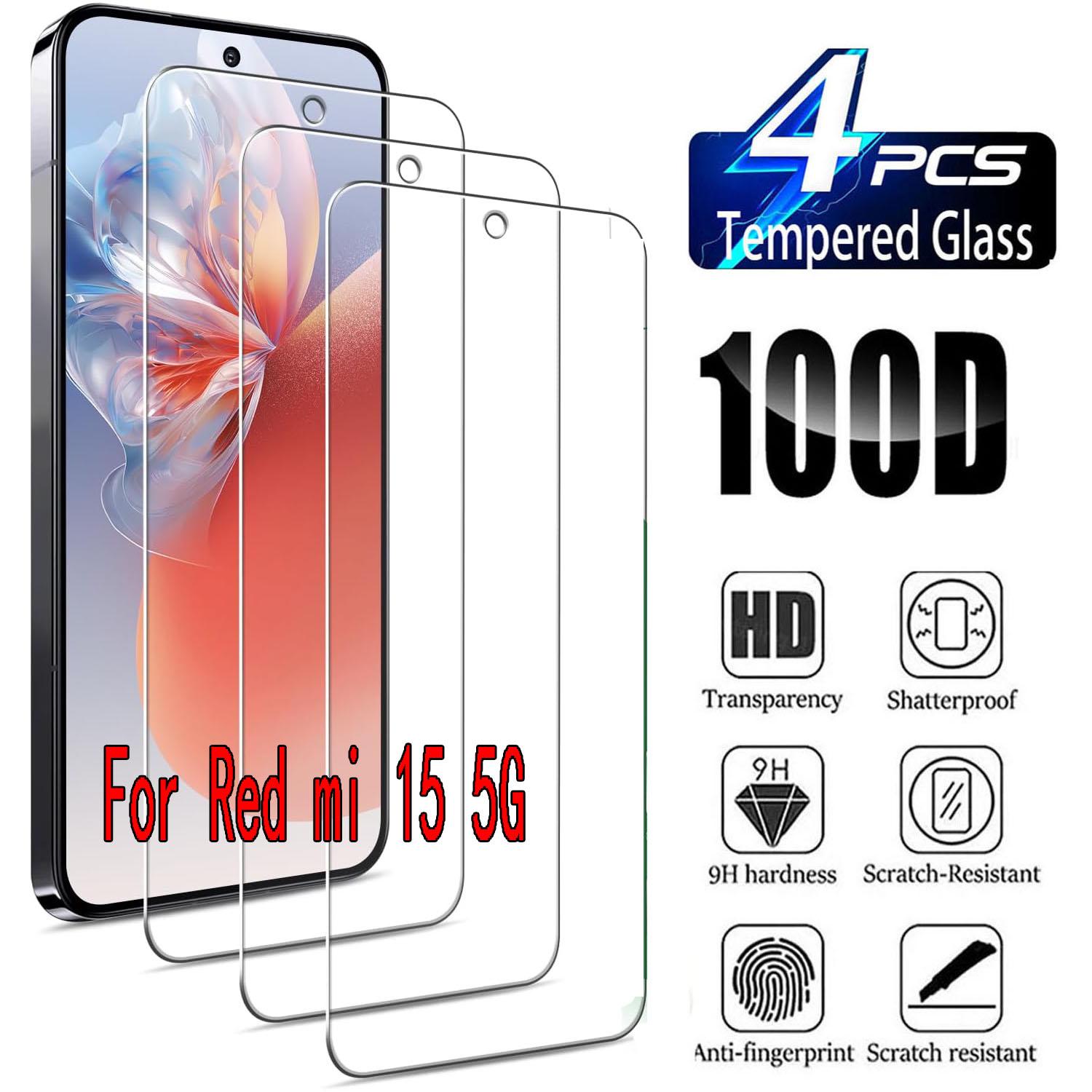 

Película de vidro temperado 9H para Xiaomi Redmi 15 5G 2/4 unidades de vidro protetor de tela HD Redmi 13R чистий