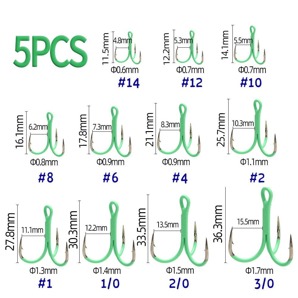 

5 шт. 11 размеров, несколько цветов, тройные крючки с зазубринами, острые тройные крючки для морской рыбалки, жесткие приманки, крючок для наживки, рыболовные снасти 1 красный