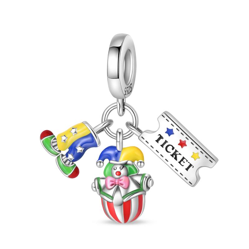New Arrivals Colorful Clown Balloon Poker Amusement Park Collection Copper Dangle Charm Compatible With Authentic Bracelets Delicate Do It Yourself Gi