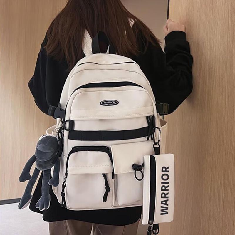 New Warrior Nylon Backpack Large Size Unisex White H22B08U50327