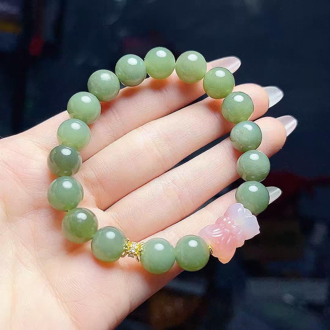 Hetian Jade Double Lotus Bead Bracelet - Simple, Versatile, Exquisite Unisex Design