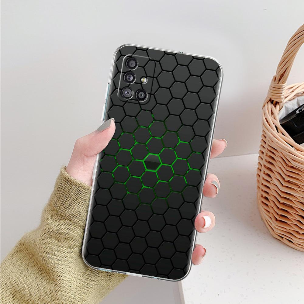 Phone Case For Samsung A15 A13 A35 A55 A51 A71 A41 A31 A21S A05 A17 A23 A25 A33 A53 A73 5G A07 4G Clear Cover Honeycomb Pattern