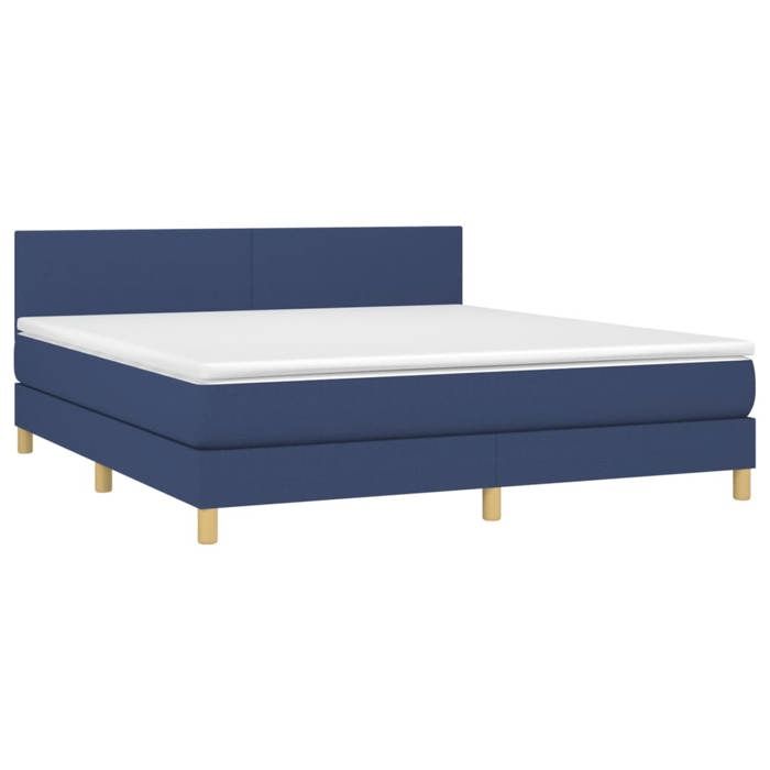 Exclusive House - Bed Slatted Base with Blue LED Mattress 160x200 Cm Fabric