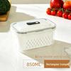 Japanese Double-Layer Food Storage Box with Draining and Fresh-Keeping Function for Refrigerator and Freezer Use.