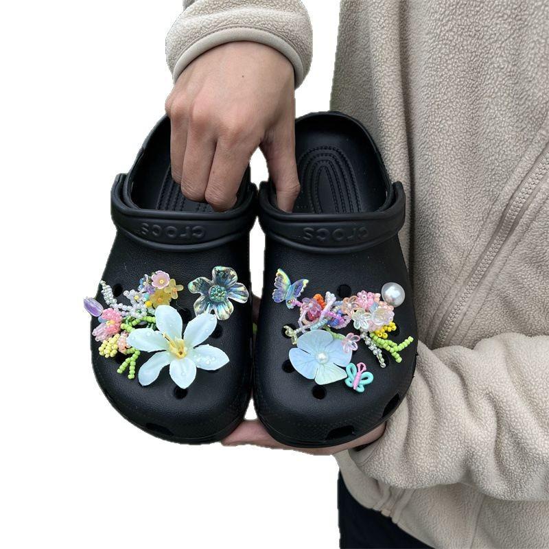 2025 New Style, DIY Shoe Buckle for Cave Shoes, Colorful Butterfly, Seaweed Bead Chain, Shoe Flower, Decorative Buckle, Detachable, Shoe Accessories