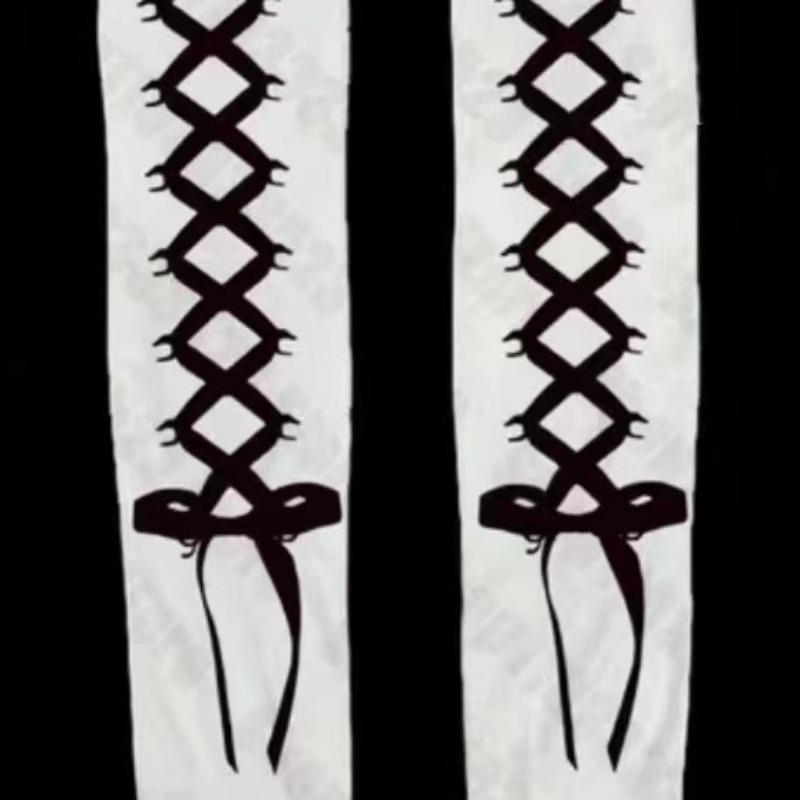 Weiße Sexy Subkultur Graffiti Punk Print Lange Socken Über Knie Oberschenkelhohe Strümpfe Y2K Cosplay Niedliche Socken Kawaii