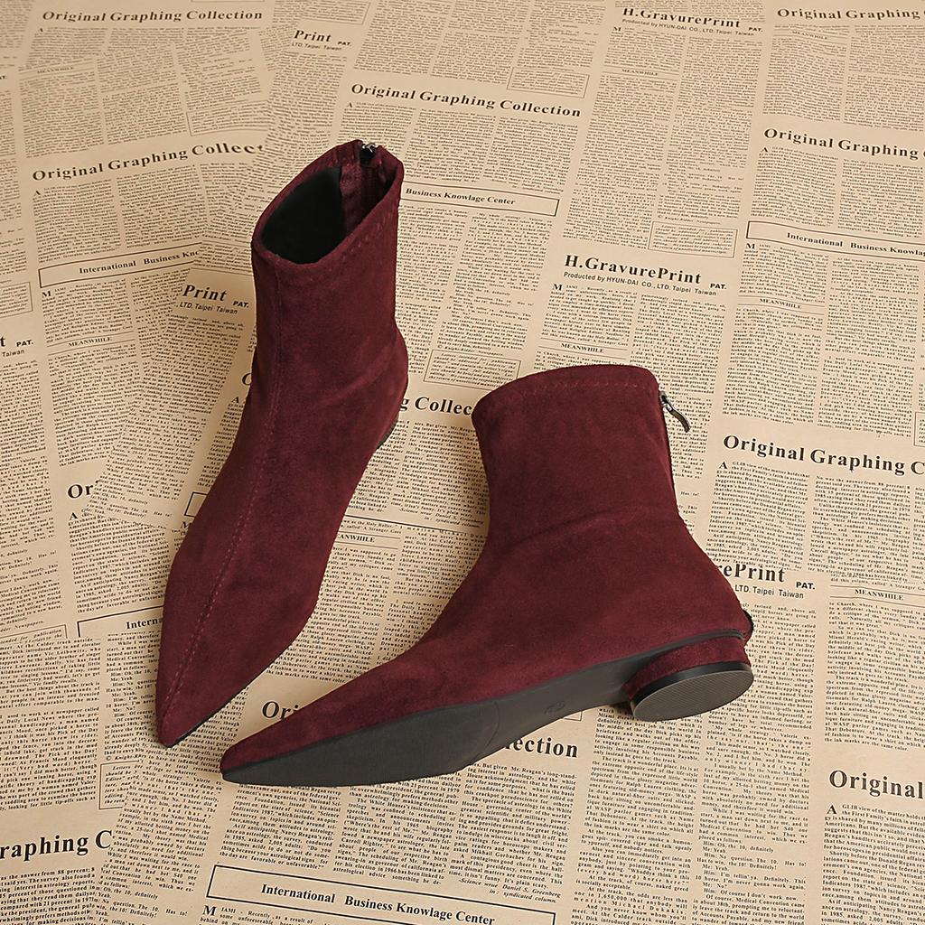 New Autumn Women Fashion Suede Ankle Boots Top Quality Woman Back Zipper Low-Heeled Shoes Ladies Elegant Morder Short Boots