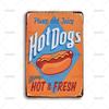 Vintage Art Food Poster Metal Tin Sign Plump And Juicy Hot Dogs Retro Wall Poster Metal Signs for Bar Restaurant Wall Decor