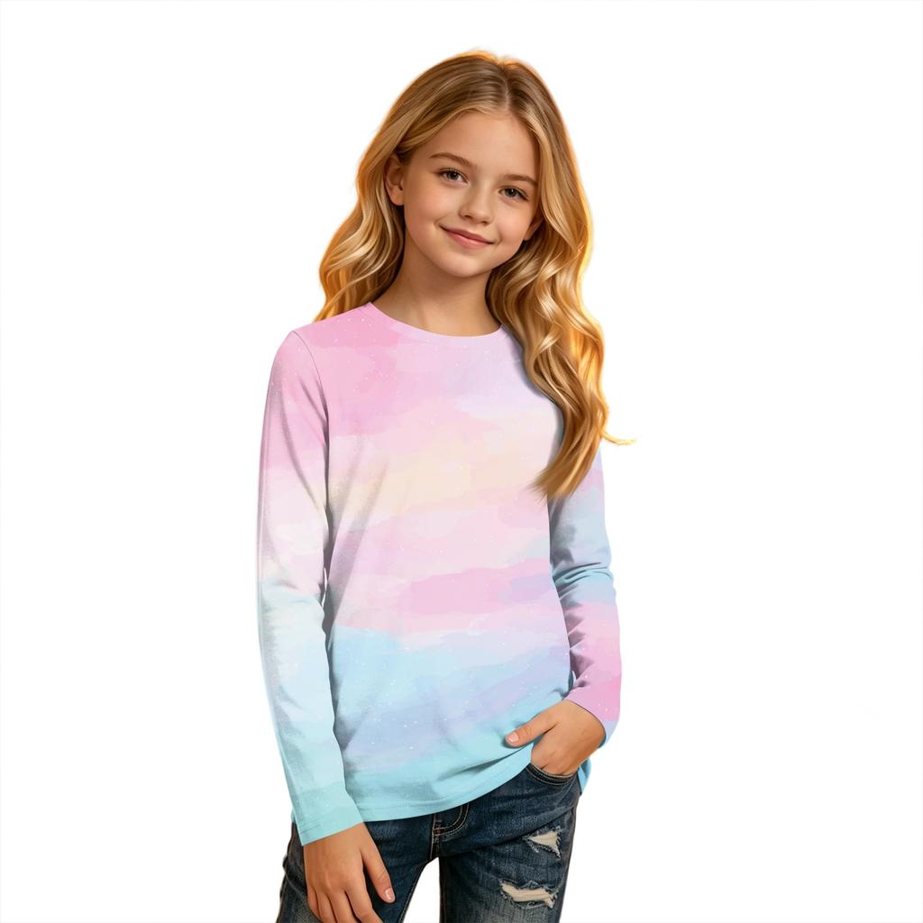 Kids' Fashion Printed Long Sleeve Round Neck T-Shirt