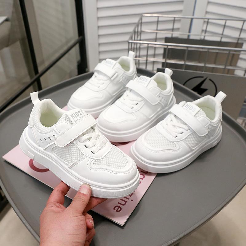 Studentské školní bílé boty Trendy chlapecké dívčí běžecké boty Protiskluzová měkká podrážka 2025 Nové dětské sportovní boty Síťovina Prodyšné Pohodlí