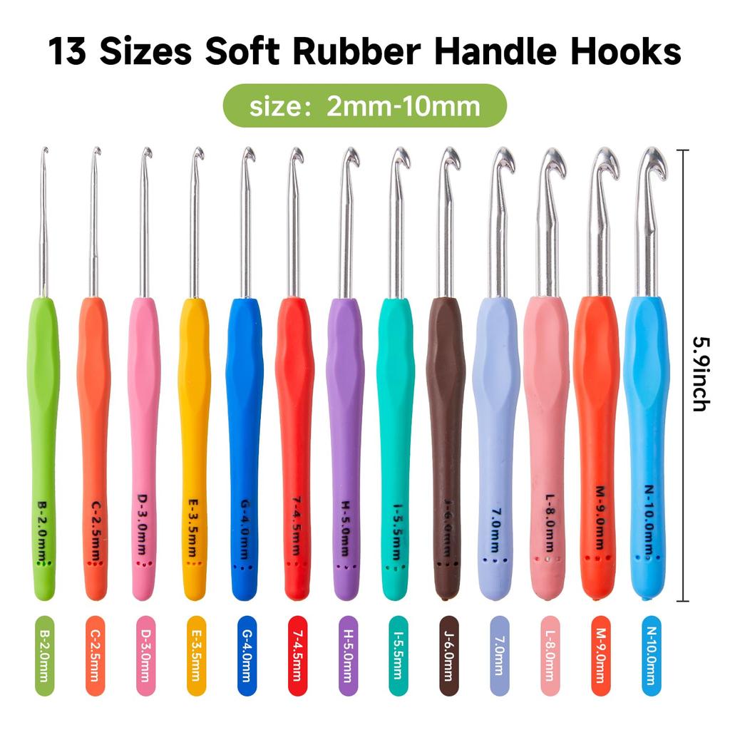 Inscraft Crochet Hook and Knitting Needle Sewing Rope Knitting Yarn Row Row Storage Case Handicraft Basic Introductory Kit 73-piece Set, Needle,