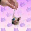 Funny Cute Cat Meme Keychain Accessories Bag Charms Cat Lover Animal Keychains Keyrings Jewelry Fans Cute Cartoon Freinds Gift