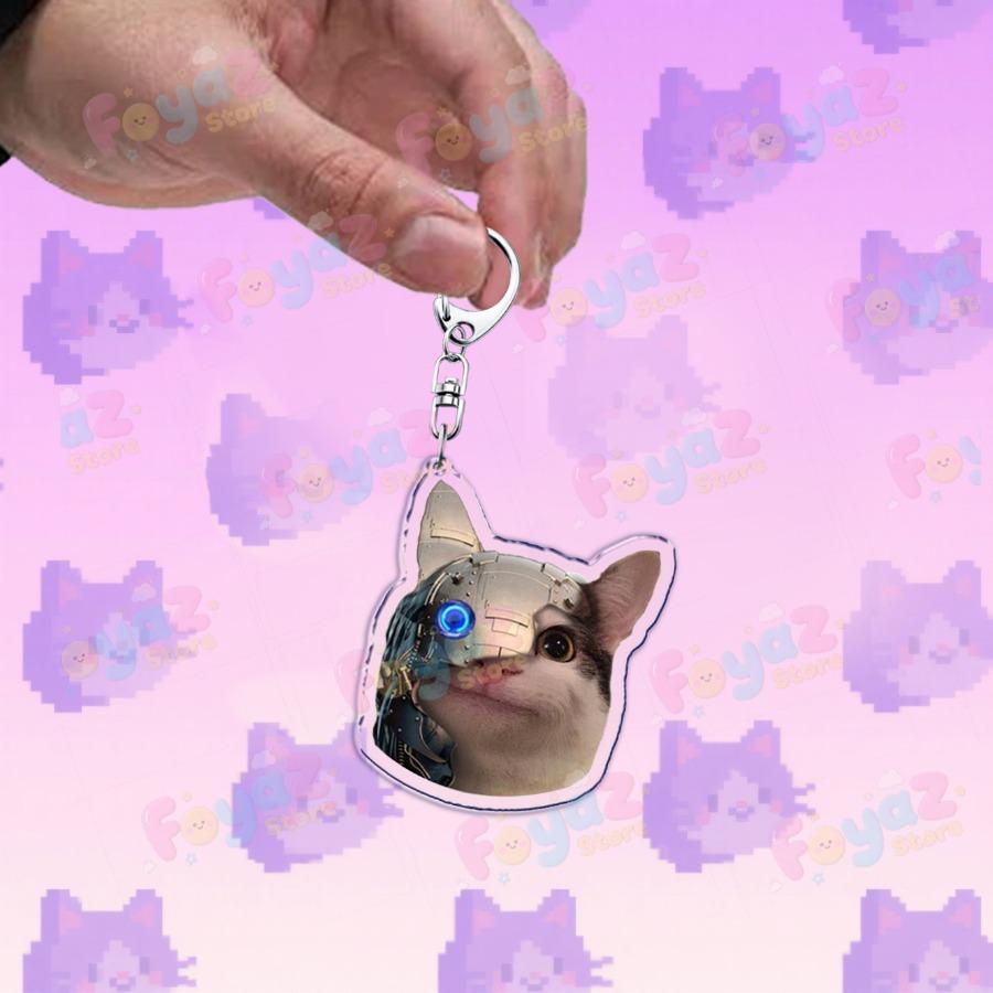 Funny Cute Cat Meme Keychain Accessories Bag Charms Cat Lover Animal Keychains Keyrings Jewelry Fans Cute Cartoon Freinds Gift
