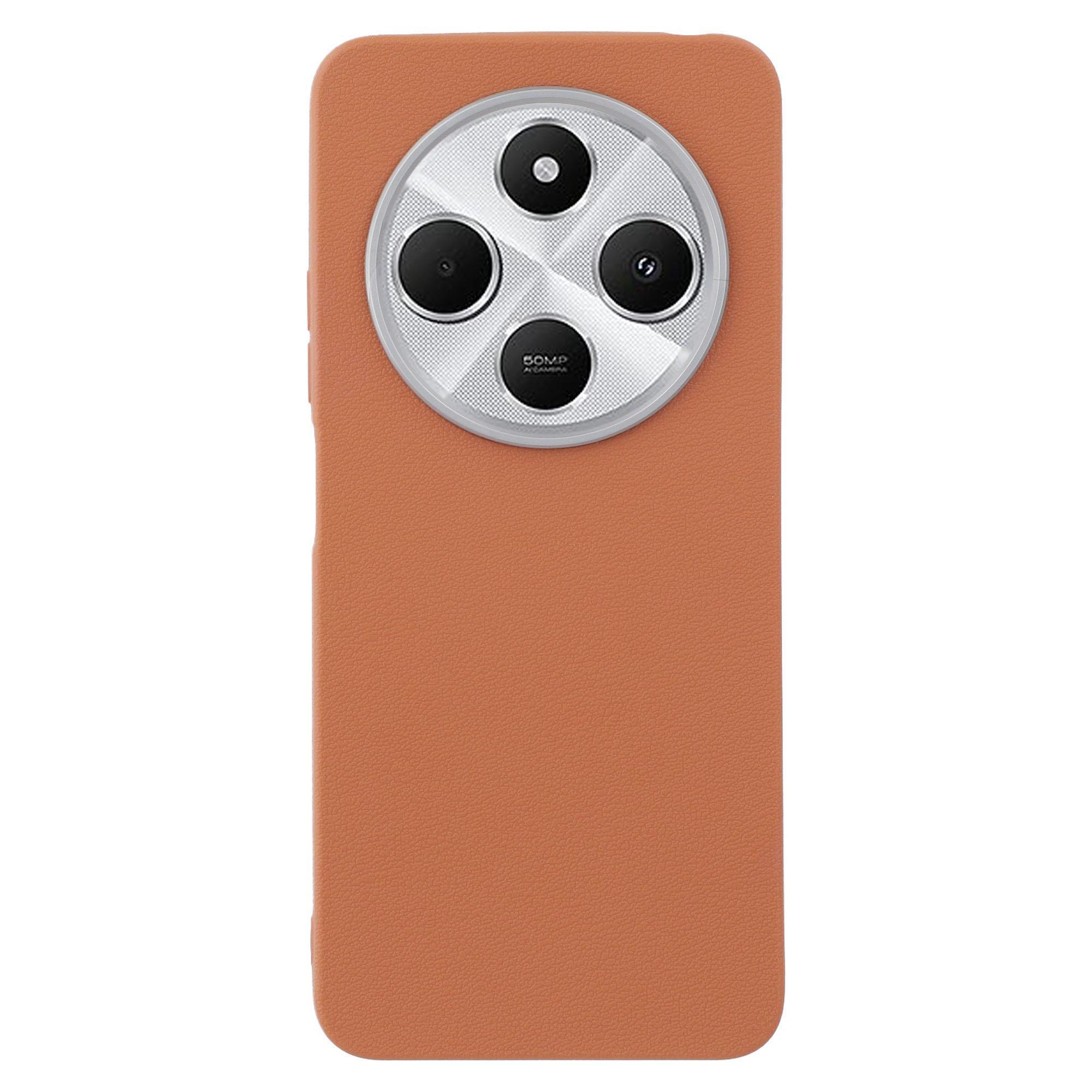 

For Xiaomi Redmi 14C 4G/14R 5G/Poco C75 4G Case Leather Textured TPU Shockproof Phone Cover Brown